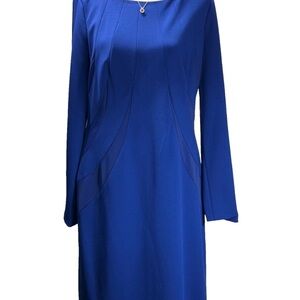 Adrianna Papell Blue Long Sleeve Sheath Dress Sz 12 Cocktail Formal Attire